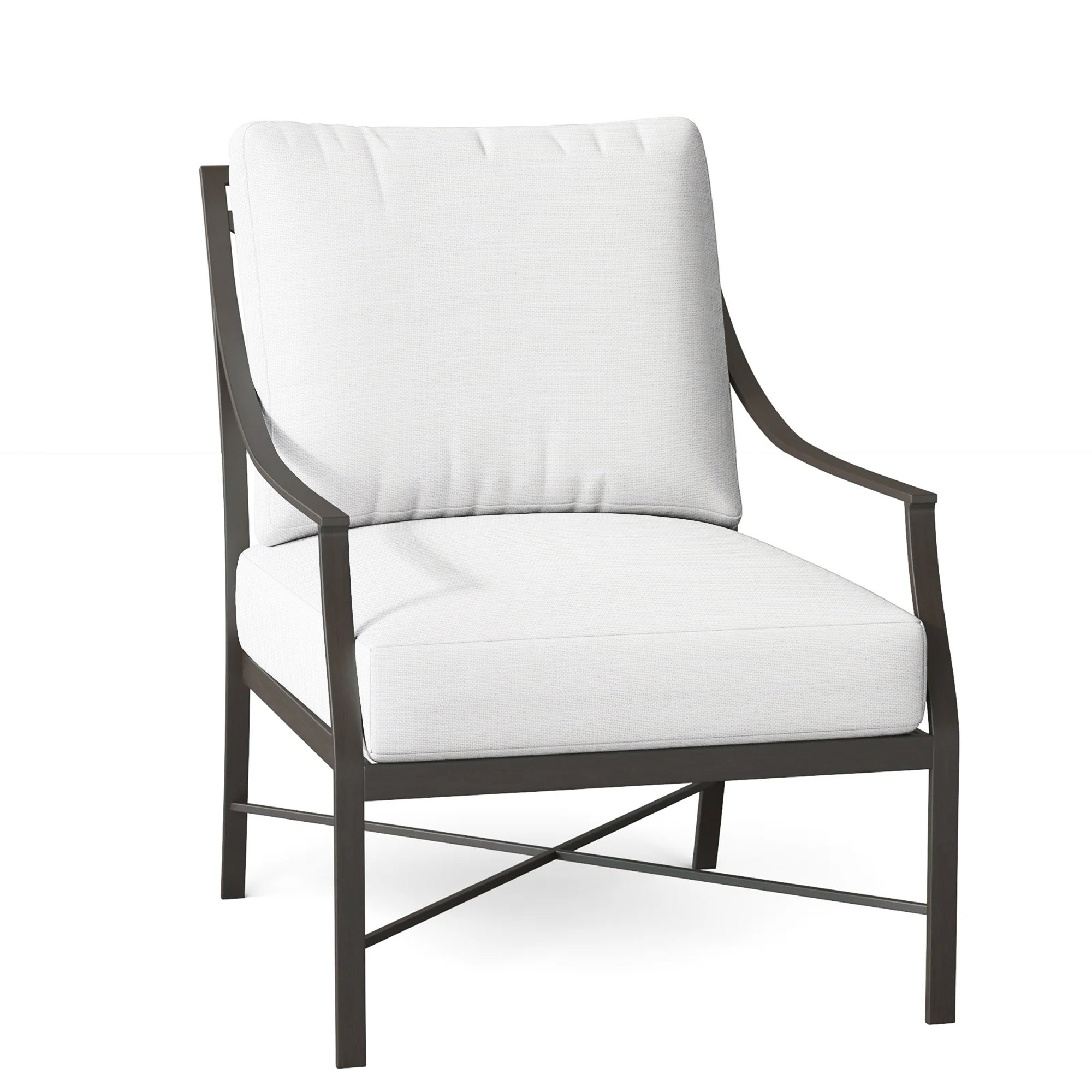 Monaco Wrought Aluminum Outdoor Lounge Chair, Rollo Lace InsideOut® Linen, Welt, Slate Gray
