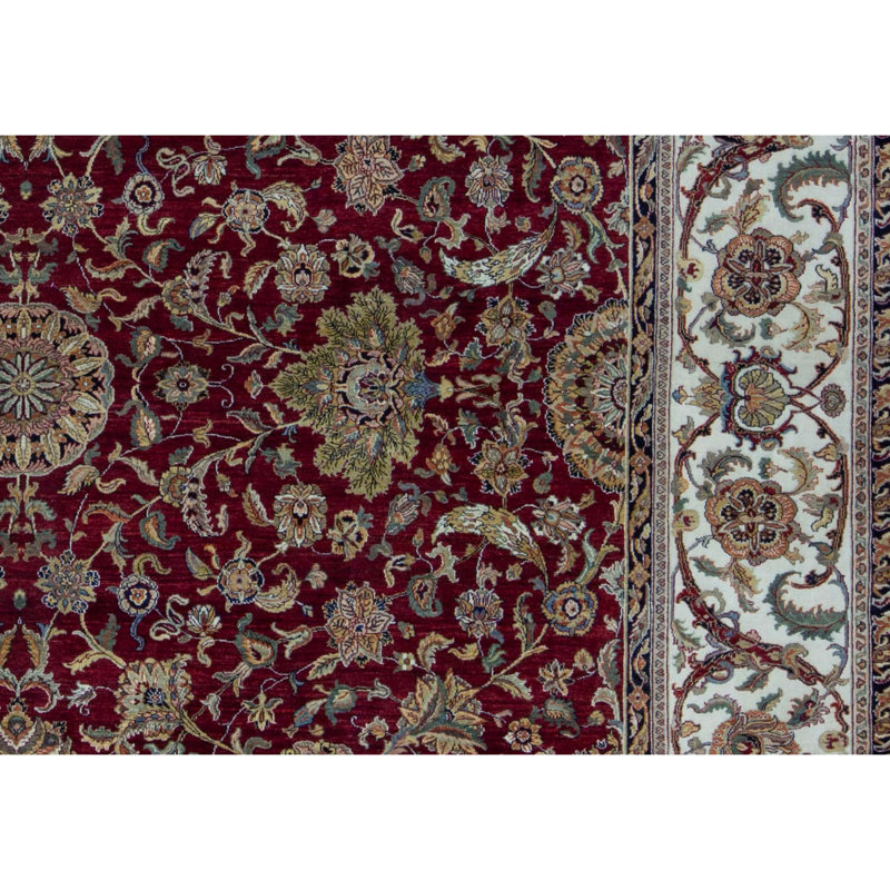 Tapis rouge et crème noué à la main de haute qualité