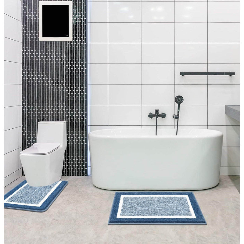 2 Piece set Rectangle Bath Mat, Blue