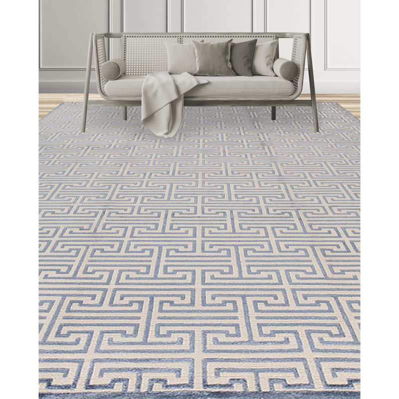 Windsom Hand Knotted Geometric Area Rug, Rectangle 10' x 14'