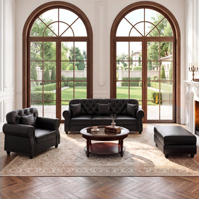 Ensemble de salon 3 pièces Mid-Century Chesterfield