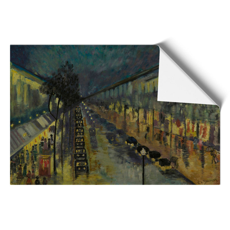 Boulevard Montmartre At Night by Camille Pissarro - No Frame Painting, 42cm H x 59cm W x 0.1cm D