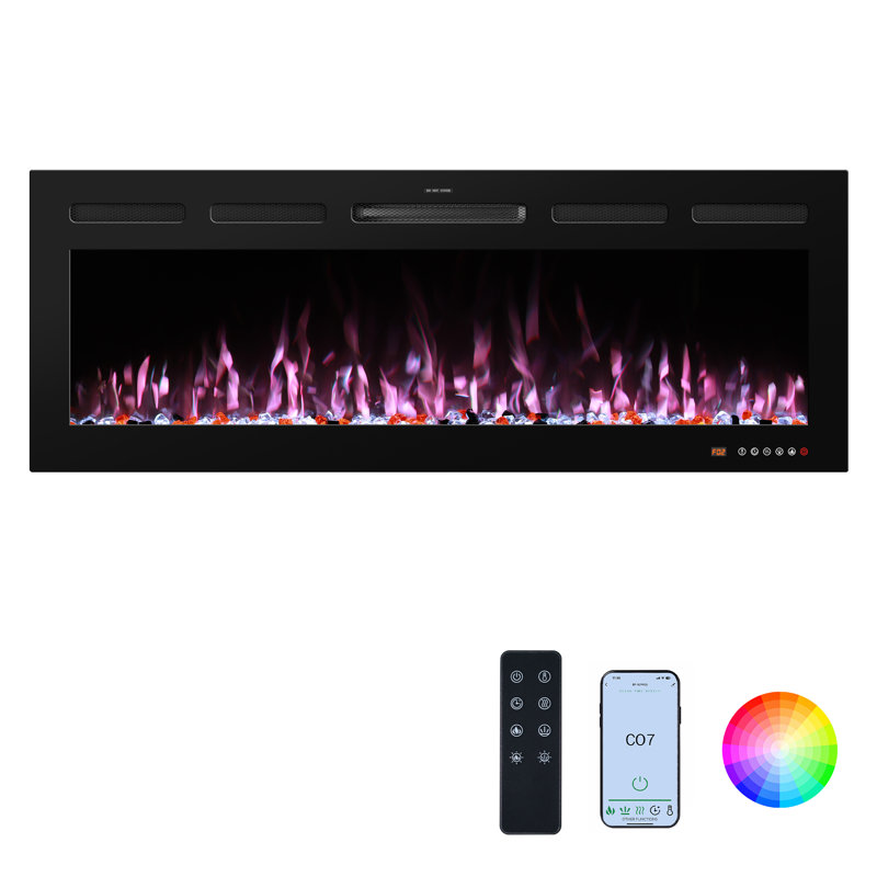 Abria Smart Electric Fireplace Inserts, 17.7" H x 50" W x 5.5" D