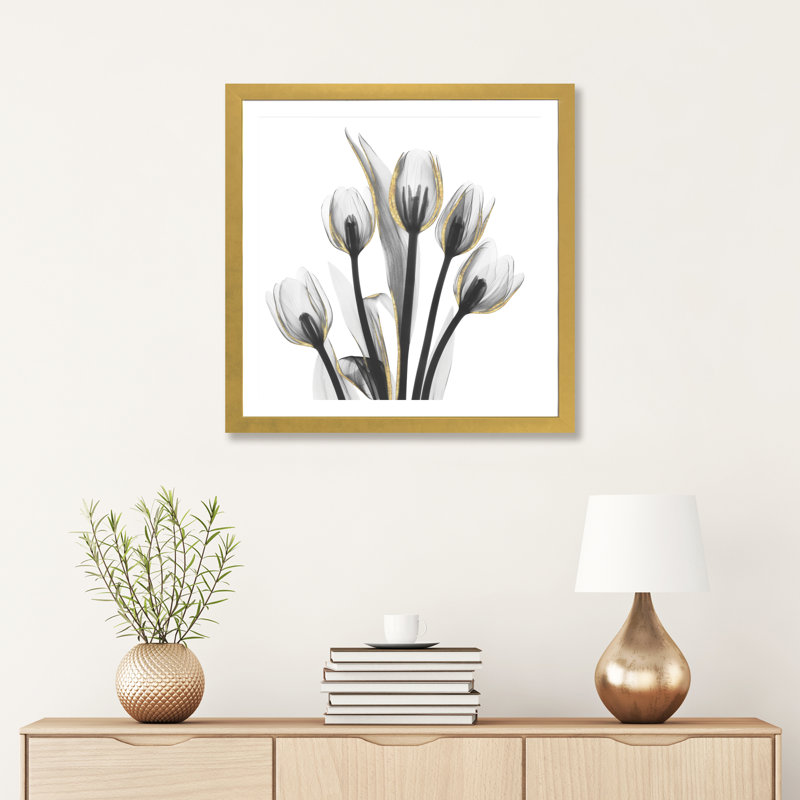 « doréy tulipes i » par albert koetsier,-print, H 24 po x l 24 po x P 1 po, Papier encadré doré