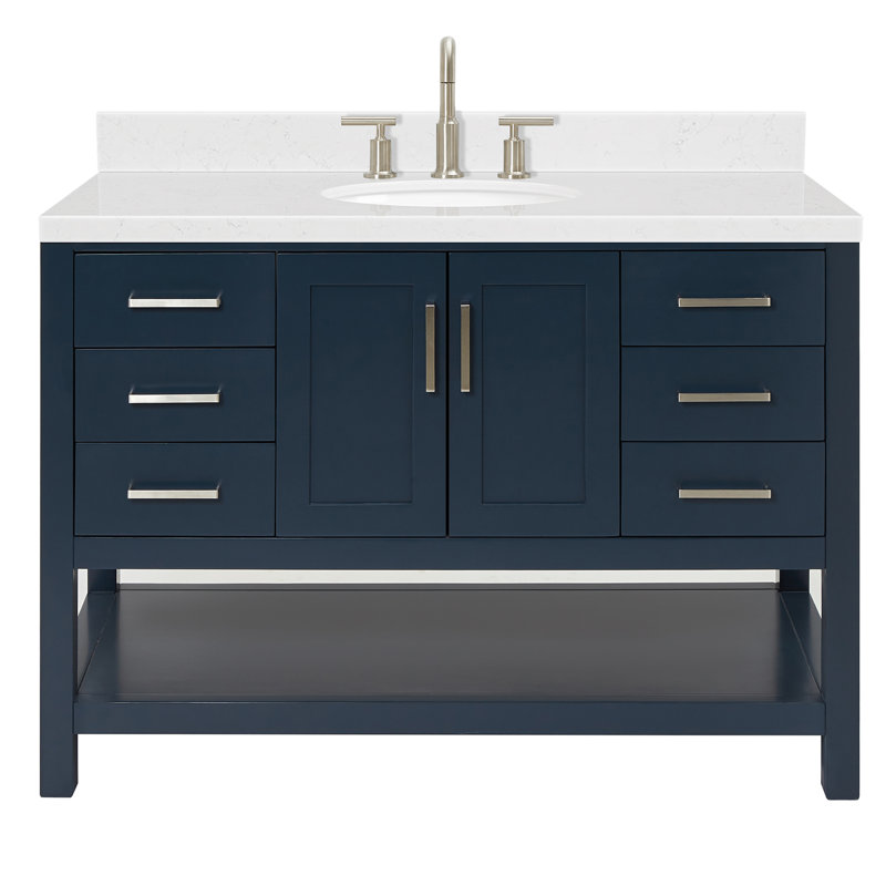 ARIEL Magnolia 48 Single Bathroom Vanity with Top, Midnight Blue, Oval