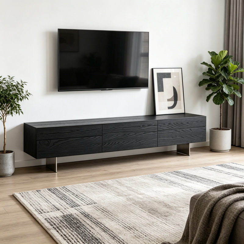 Meuble télé noir Creative, H 16,14 po x L 78,74 po x l 15,75 po