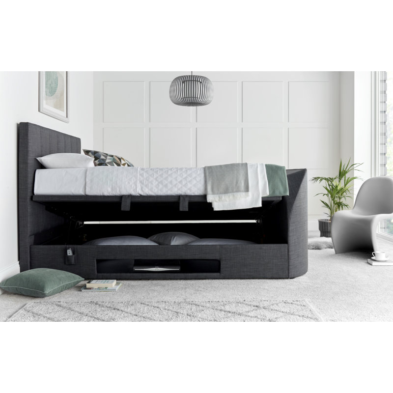 Leight Upholstered Ottoman Storage Bed, Super King (6'), Dark Grey