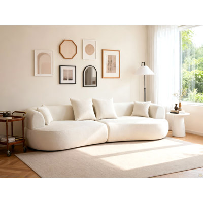 Modern Curved Sofa Sectional,122''  Arc 4-Seater Foam Couch Compressed In-A-Box