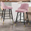 74Cm/65Cm Swivel Velvet Upholstered Counter & Bar Stool With Metal Frame -1846009924-1871061205