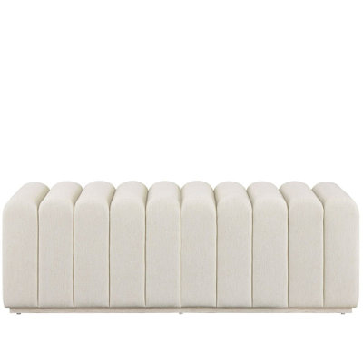 Modern Strata 55" Wide Upholstered Levi Oyster Fabric Bench