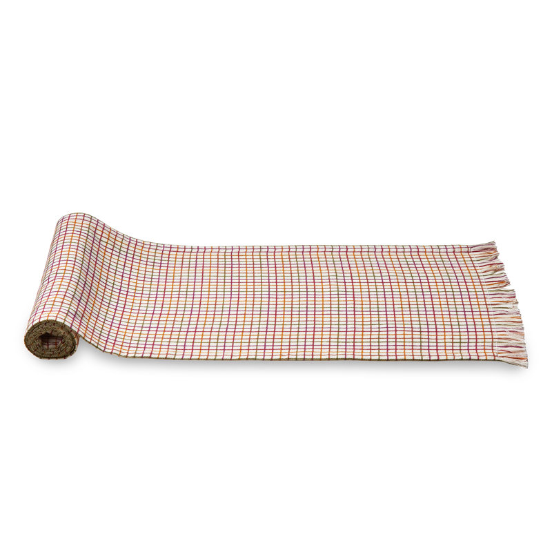 Autumn Window Pane 90" Cotton Table Runner