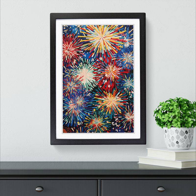 Fireworks Orphism 1 Piece Single Picture Frame Wall Art, 64cm H x 46cm W x 2cm D, Black
