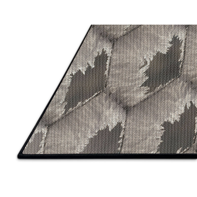 Tissé à la machine en laine et polyester gris/noir Tapis décoratif, Rectangle 4 pi x 6 pi