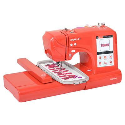 Poolin EOC05-RE Computerized Embroidery Machine 9.2x4" Big Area, 7" Touch Screen, Wifi with embroidery starter Kit Software availble for Business Order Craft enthusiasts DIY Lovers , Women Gifts, Mother's Day