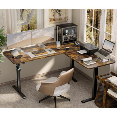 Adjustable Height Modular L-Shaped Stainless Steel Standing Desk