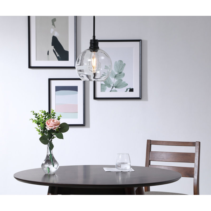 Luminaire suspendu sphérique 1 lumière Hammel, Noir, H 10 pi x l 8 po x P 8 po