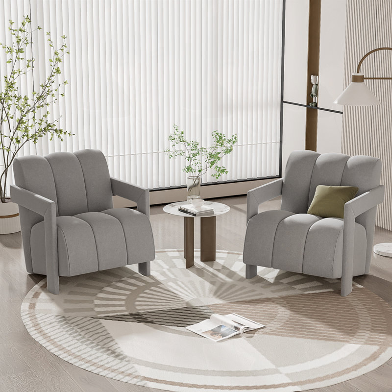 Fauteuil de loisir moderne 26,3 po, Polyester gris