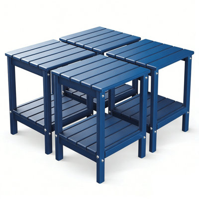  Set Of 4 HDPE 14*13in 2-Tier Outdoor Side Table