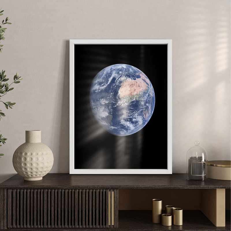 «Blue Earth From Space Space Enthusiasts Illustration Small Decor Art Work», Blanc, H 10 po x l 8 po