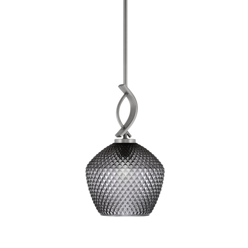 Mini-luminaire suspendu Unia suspendu en finition graphite avec verre texturé fumé de 9 po