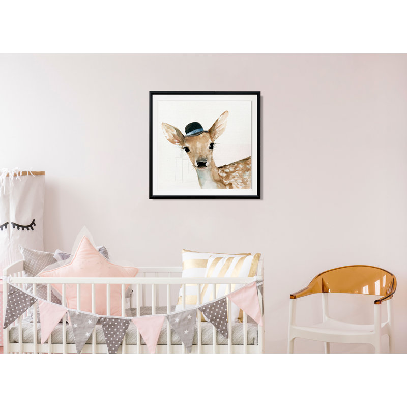 « jolie critter cerf », art sur toile, H 30,5 po x l 30,5 po x P 1,5 po, Cadre plastique noir