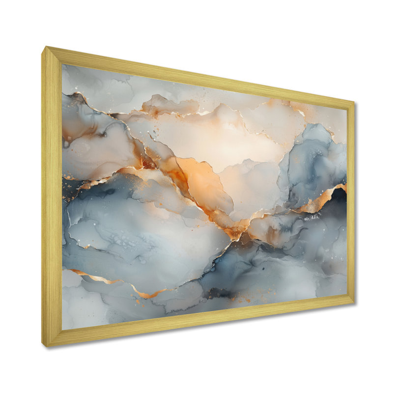 Amann - Abstract Wall Art, H 24 po x l 32 po, Doré, Picture Framed