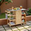 Îlot de cuisine extérieur pliable avec roulettes verrouillables, armoire de rangement et porte-serviettes-125414261