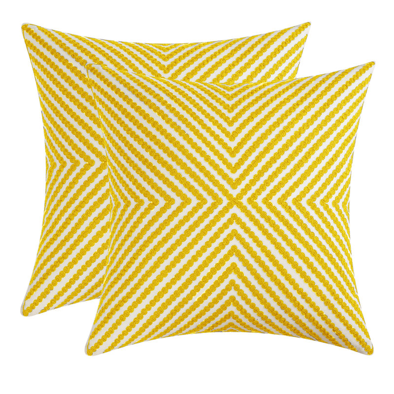  Housses de coussin brodées à motif unique, Jaune