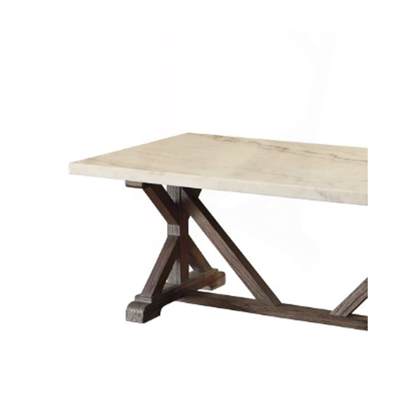 White Marble Top & Weathered Espresso Coffee Table