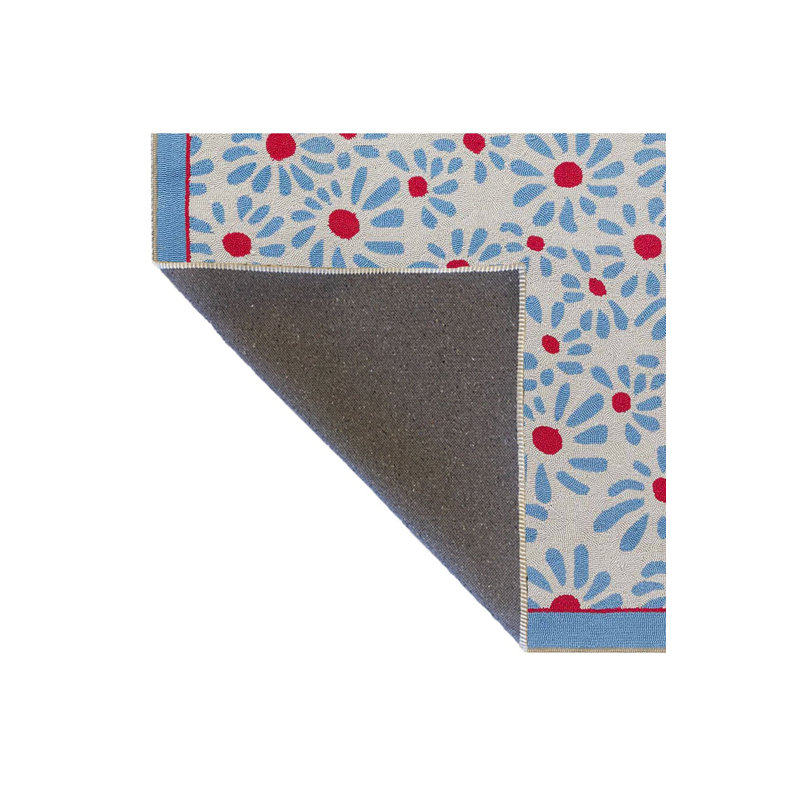 Tapis décoratif multicolore à motif floral rouge lavable à la machine, Tapis de couloir 4 pi 11 po x 9 pi 10 po