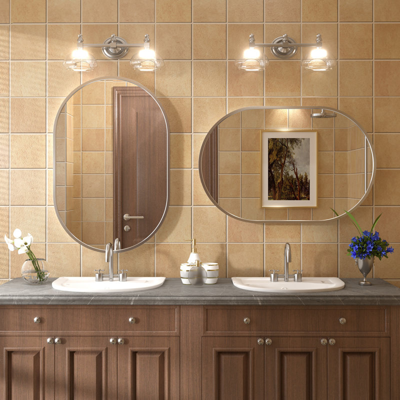 Miroir mural Amara, 30 po x 20 po, Argent brossé