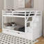 Lit superposé simple au-dessus de simple avec lit gigogne simple et 3 escaliers de rangement-289937942