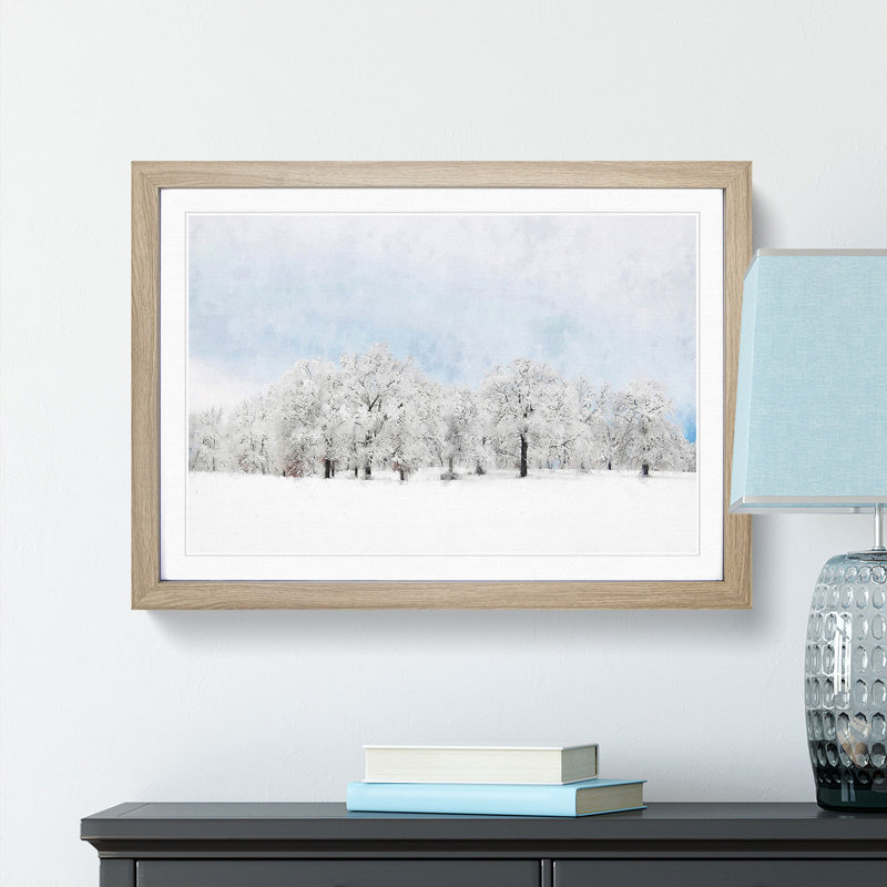 Snow Covered Trees - Picture Frame Painting Print, Oak Framed, 45cm H x 63cm W x 2cm D