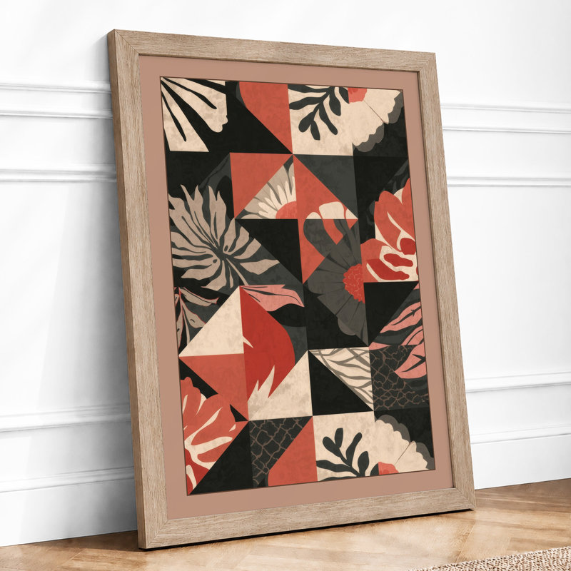 Fragmented Botanicals Mid-Century - Framed Print, A1 - 84.1 x 59.4 cm, Oak