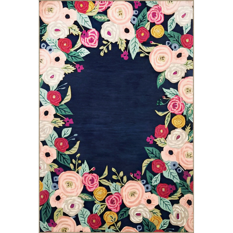 Elend Cotton Washable Floral Indoor / Outdoor Rug, Rectangle 4'27" x 6'3"