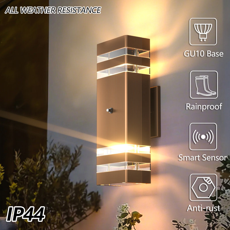 Outdoor Wall Lamp From Dusk To Dawn, Ip44 Waterproof Upper And Lower Porch Light, Black Modern Outdoor Light, Suitable For Home Porch, Garden, Courtyard, Terrace (Bulb Not Included)