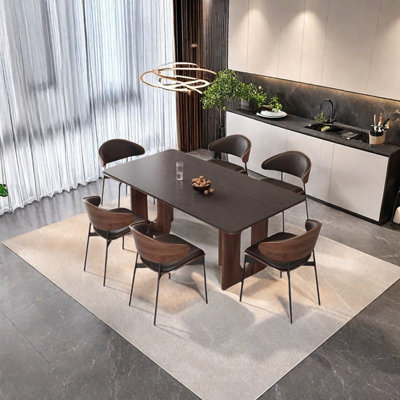 Sintered stone rectangle dining table set