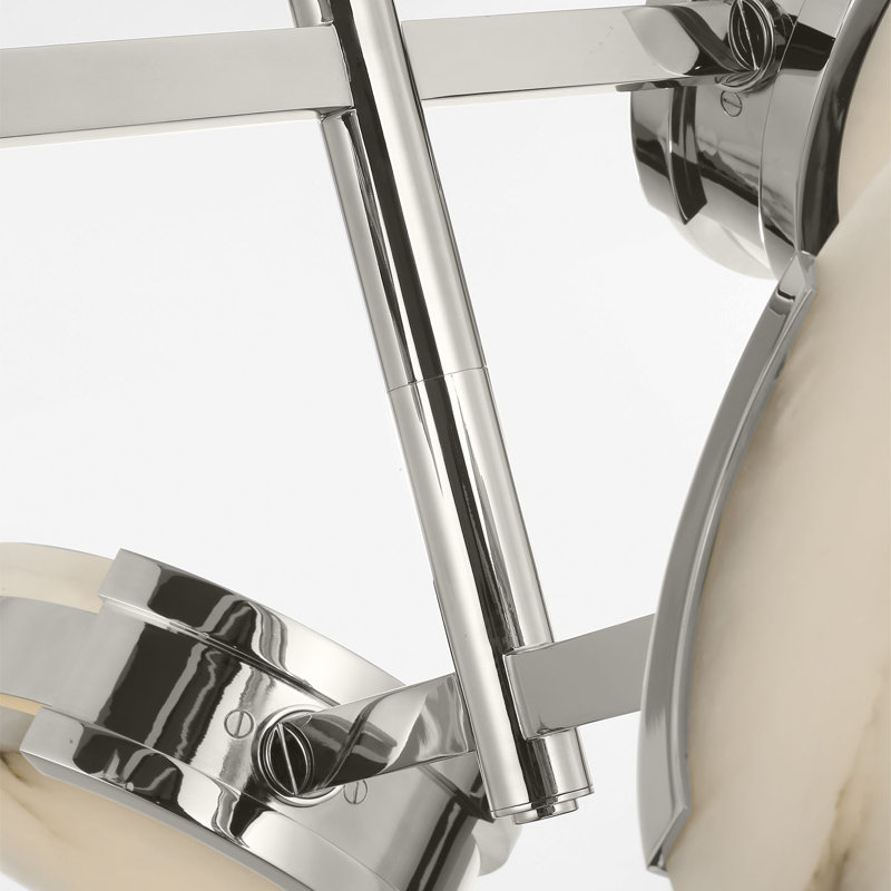 Kelly Wearstler Melange 25" Multi-Positional Semi-Flush Chandelier in Bronze with Alabaster, Polished Nickel