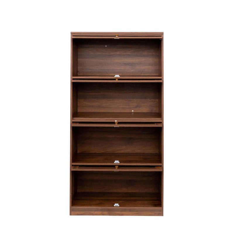 Bibliothèque contemporaine avec portes fermées en verre et armoire de rangement de bureau