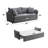 Irina 87.8" Sleeper Sofa, Gray Fabric-1725076541