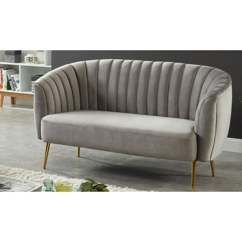 Causeuse à accoudoirs arrondis 60,75 po Parrish, 100 % polyester gris