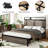Full Size Metal Bed Frame With Led Lit Headboard, 2 Usbs, Large Under - Storage, No Noise, Structure Antique Grey Touch Lighting, Type C Charging, Modern Retro Blend, Solid And Stable-1308502781