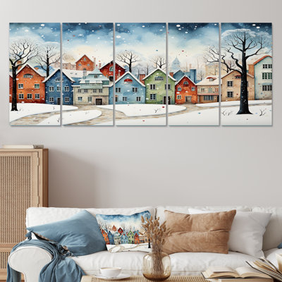 «Multicolor Frosty City In Winter I, 5 pièces», 5 pièces