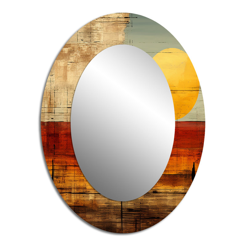 Nostalgia Sunset Full Moon Rising - Modern Oval Wall Mirror, 40" x 30"