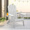 Chaise Adirondack pliante, texture bois, porte-gobelet, PEHD toutes saisons pour piscine / pelouse, blanc