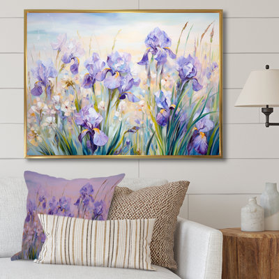 Purple Irises Country Charm - Flowers Wall Art