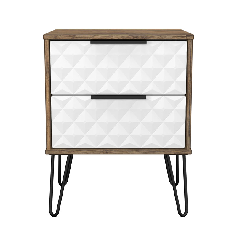 Harlequin 45cm W Manufactured Wood Bedside Table, White/Brown