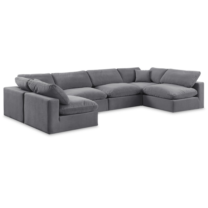Canapé modulaire réversible en velours Hrannar, Velours gris