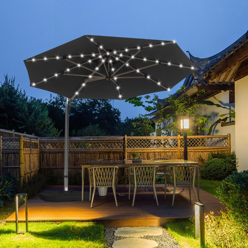 Parasol rond en porte-à-faux avec mât central (base non incluse), Gris