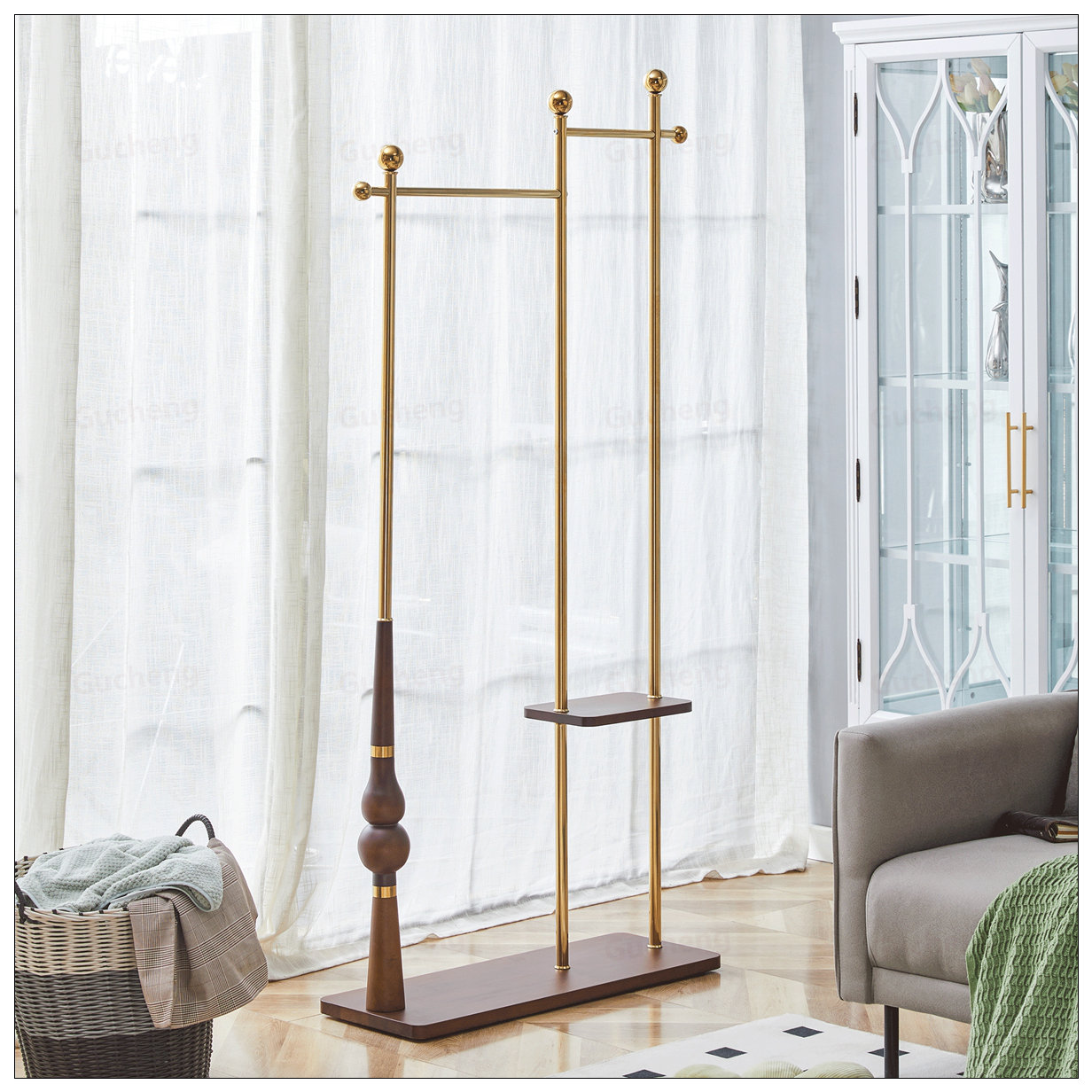 Secure Coat Racks Latitude Run® Tall Industrial Coat Rack With Solid Wood And Stainless ...